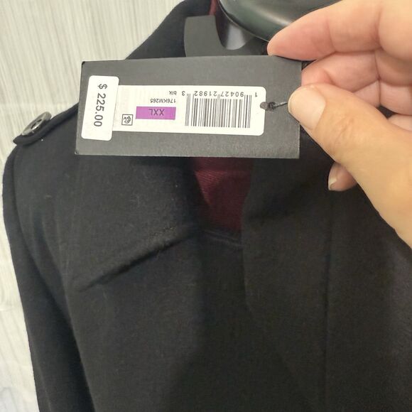 Kenneth Cole New York Wool Blend Pea Coat Women’s 2X Black Asymmetrical Button - Picture 8 of 12